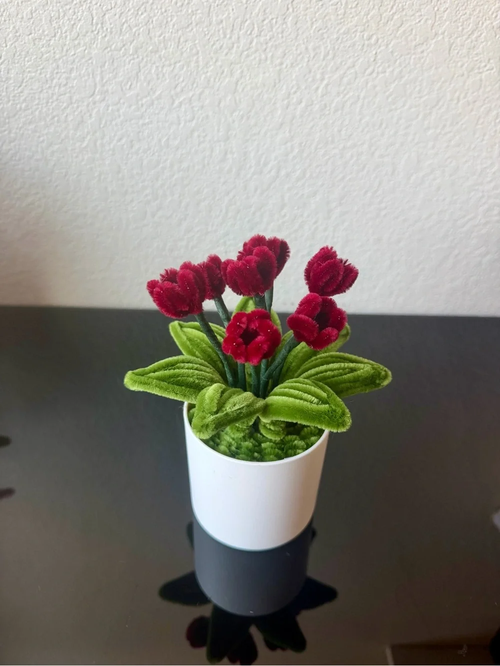Handmade red tulip flower pot